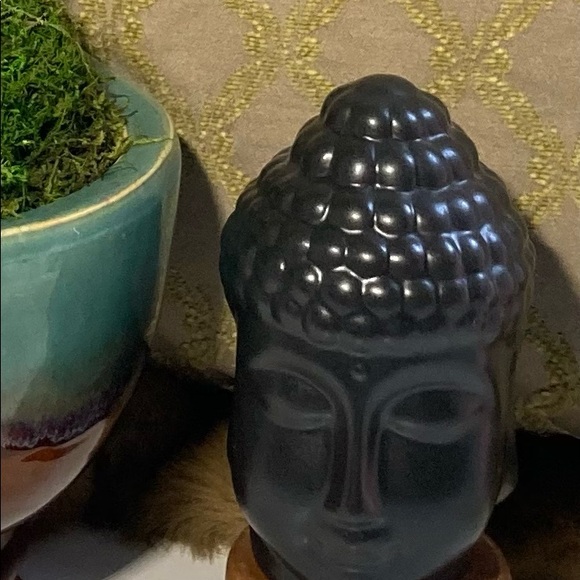 NWT Glazed Ceramic Buddha Bust / Head Statue Black 🖤 Namaste’ 🖤 - Picture 4 of 10